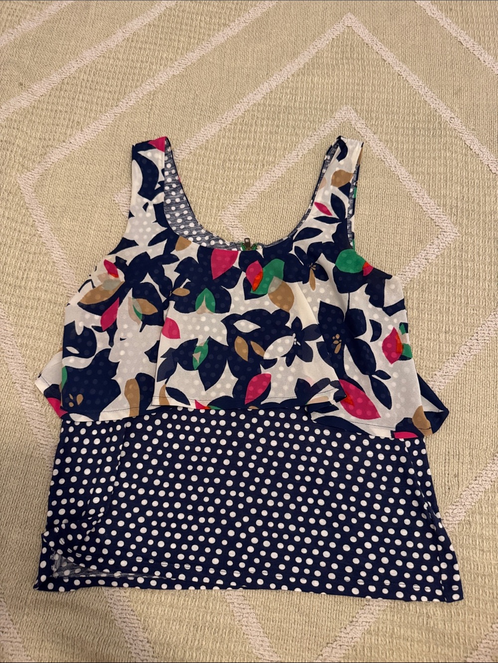 Meadow Rue Anthropologie Floral Polka Dot Layered Tank Top M